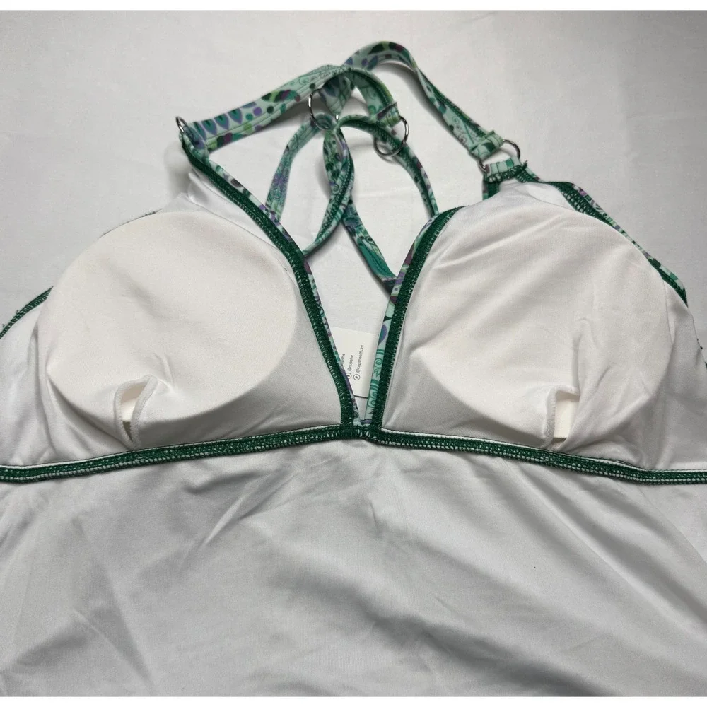 Cupshe Women Green Paisley V Neck Tankini Set High Waisted Swimsuit size L